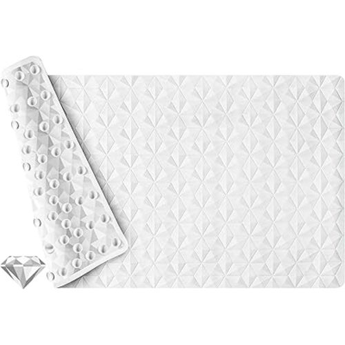 WRISIN Non Slip Bathtub Mat for Bath Tub Shower - Natural Rubber Mat with 241 Suction Cups - Soft Bathroom Safety Mat - Unique Diamond Pattern - Fatigue Relief - Machine Washable - 16 × 28 Inch