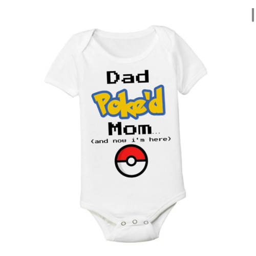 Dad Poked Mom Funny Baby Bodysuit Nerd Parent Shower Gift Shirt Nerdy Infant POKED (0-3 Short Sleeve Onesie)