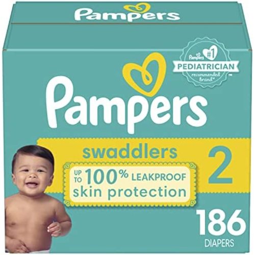 Diapers Size 2, 186 Count - Pampers Swaddlers Disposable Baby Diapers, (Packaging May Vary)
