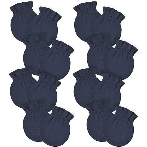 Gerber Baby 12-Pack No Scratch Mittens, Navy, 0-3 Months (8-Pack)