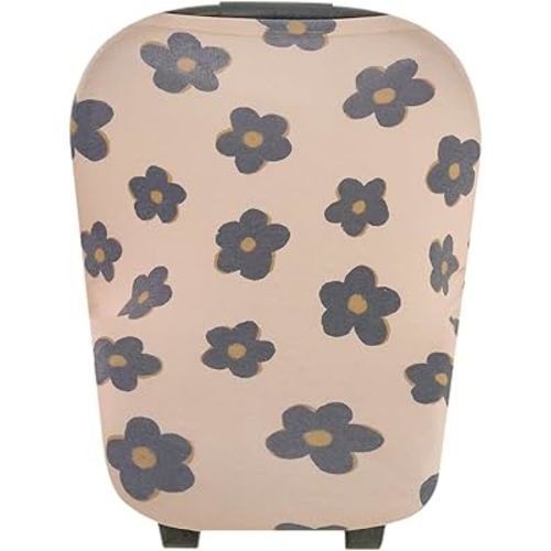 Baby Car Seat Cover Canopy and Nursing Cover Multi-Use Stretchy 5 in 1 Gift "Gemma in Tan" by Copper Pearl