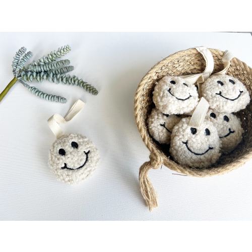 Sherpa Smiley Face Pacifier Holder | Newborn Baby Shower Gift