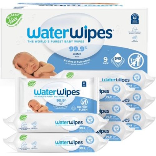 Plastic-Free Original-baby Wipes, 99.9% Water Based Wipes, Unscented & Hypoallergenic for Sensitive Skin, 60 Count (Pack of 9) Total 540 wipes, Packaging May Vary