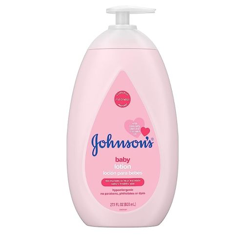 Johnson's Moisturizing Mild Pink Baby Lotion with Coconut Oil for Delicate Baby Skin, Paraben-, Phthalate- & Dye-Free, Hypoallergenic & Dermatologist-Tested, Baby Skin Care, 27.1 Fl. Oz