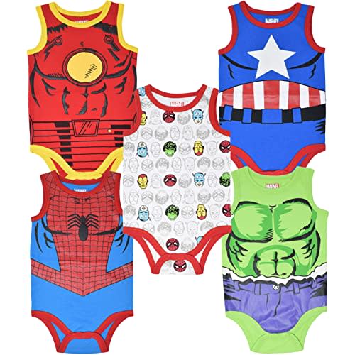 Marvel Avengers Captain America Iron Man Hulk Baby 5 Pack Bodysuits