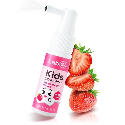 LAB52 Kids Oral Spray, Toddler Toothpaste Helper for Daily Oral Care and Fresh Breath, Children Approved with Fluoride Free for Newborn to Preschoolers, Xylitol Strawberry Flavor