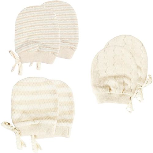 Newborn Mittens No Scratch 100% Organic Cotton 3 Packs Mitts Baby Boy Girl Neutral With String 0-12 months