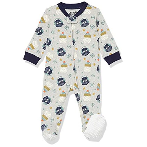 Amazon Essentials Disney | Marvel | Star Wars Unisex Babies' and Toddlers' Snug-Fit Cotton Footed Pajamas, Multipacks