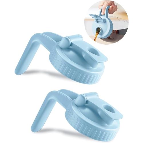 2 Pack Wide Mouth Mason Jar Lids V-Shaped with Handle, Mason Jar Pour Spout Lid with Extended Flip Lid Easy to Open, Airtight Leak Proof and Durable