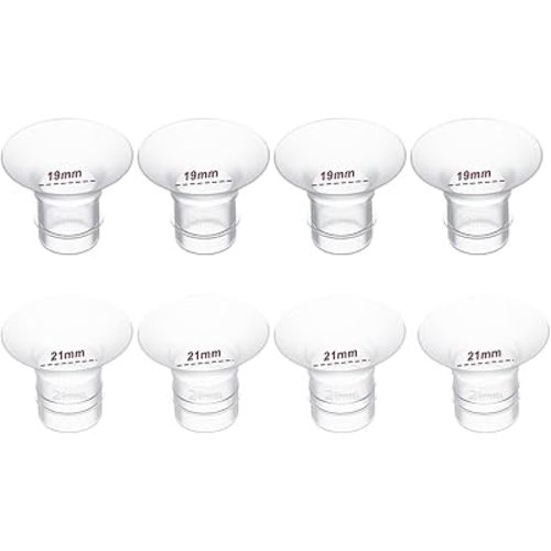 8PCS Flange Inserts 19mm/21mm,Compatible with Momcozy/Medela/Elvie/Spectra/Bellababy/TSRETE/kmaier Breast Pump Replacement Parts,for 24mm Flange/Shield of Most Pumps,Reduce 24mm to Other Size,4pc/size