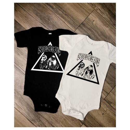 SuicideBoys baby bodysuit, G59, Scrim and Ruby, punk baby outfit, FTP, horrorcore one-piece, punk infant, band tee for baby, grey 59