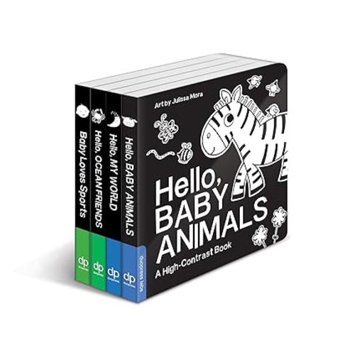 High Contrast Baby Book Set: 4 Board Books for Newborns