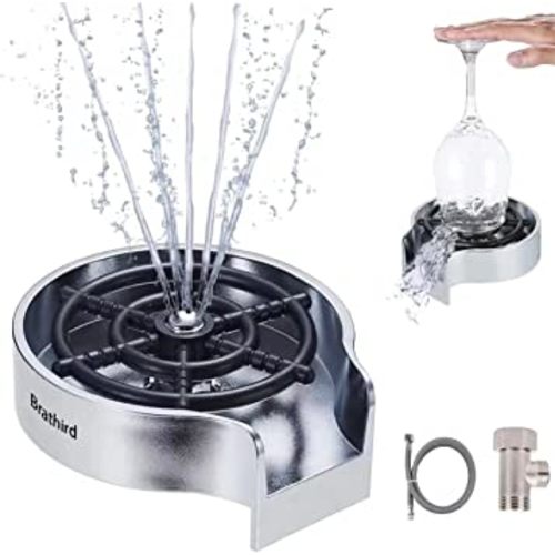 Glass Rinser for Kitchen Sink, Bottle Cup Washer for Sink Attachment, Kitchen Bar Sink Cleaner,Baby Bottle washer, Kitchen Sink Automatic Flushing Device (Include Water T and Water Pipe)