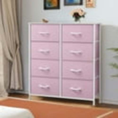 Dextrus 8-Drawer Dresser for Bedroom, Fabric Tall Storage Drawer Organizer for Closet, Bedroom, Living Room(Pink)