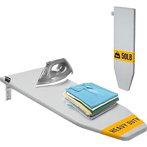 Wall Mounted Ironing Board - Fold Out Ironing Board Wall Mount with Removable Cover - Foldable Compact - Foldable - for Laundry Rooms, Bedrooms, Cabinet