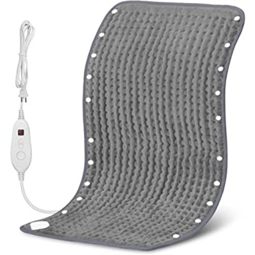 Snailax Heating Pad & Foot Warmer, FSA HSA Eligible with 6 Temperature Settings & Auto Shut Off, 17”x33”, Washable Fast Heated Pads for Back Pain Relief,Abdomen,Feet,Back,Cramp(Grey)