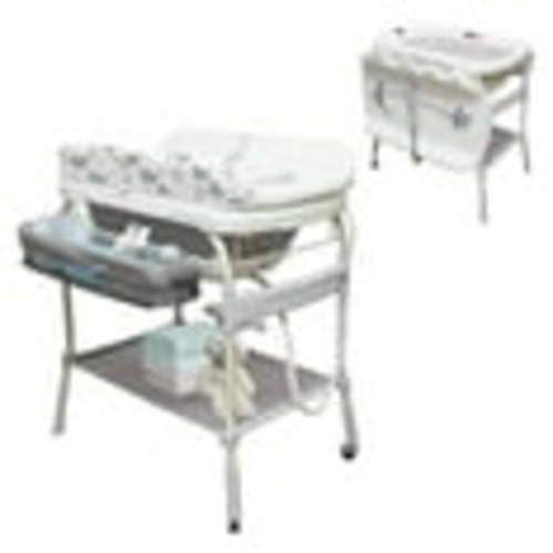 Linor 2 in 1 Bathtub with Changing Table, Waterproof Diaper Changing Station Portable Changing Table Adjustable Height Nursery Organizer with Storage Racks