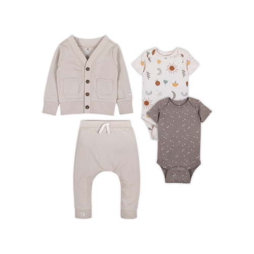 Little Star 100% Organic Cotton 4 Piece Baby Boy Outfit Set