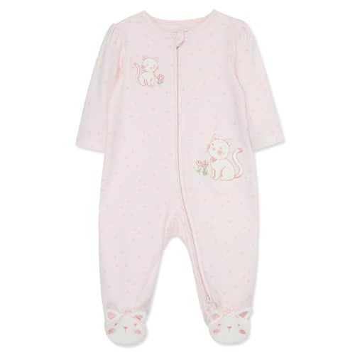 Little Me Clothes for Baby Girls' 100% Cotton Scratch-Free Tag Footie Sleeper, Preemie to 9 Months