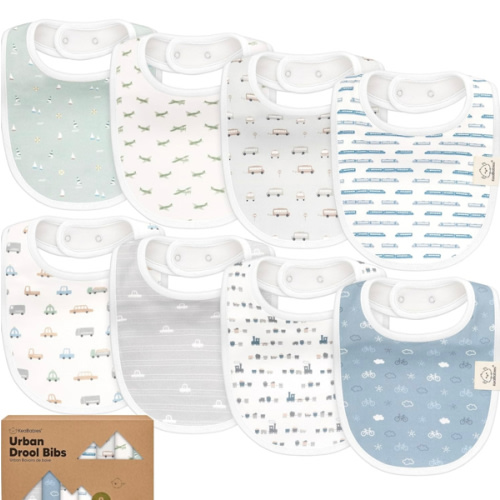 8-Pack Organic Baby Bibs for Boys, Girls - Soft Cotton Drooling and Teething Bibs for Baby Girl & Boy, Extra Absorbent, Easy to Clean & Put On for Toddler, Newborn, Infant 0-24 Months (Vessels)