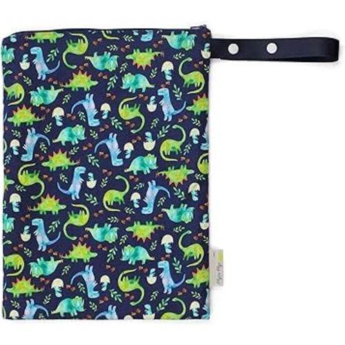 Itzy Ritzy Sealed Wet Bag with Adjustable Handle - Washable & Reusable Wet Bag with Water Resistant Lining Ideal for Swimwear, Diapers, Gym Clothes & Toiletries; Measures 11" X 14", Dinosaur, Medium