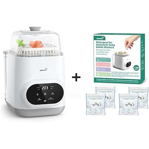 Grownsy EaseClean Bottle Washer Pro | All-in-One Bottle Washer and Sterilizer and Dryer | Baby Bottle Washer for Bottles, Pump Parts & Baby Essentials with 130 Official Detergent Tablets