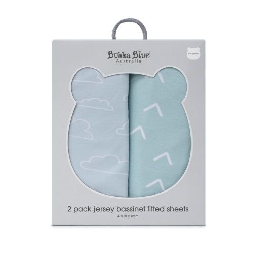Bubba Blue Nordic Bassinet Fitted Sheet 2 Pack Sky/Mint