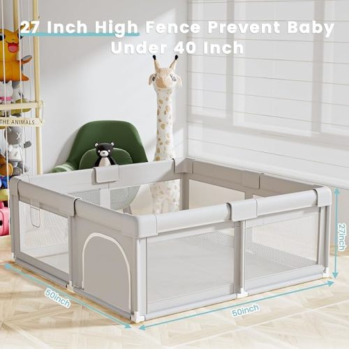 50 x 50 inch Baby Playpen with Ocean Balls Small Playpen for Babies and Toddlers Baby Fence Playards