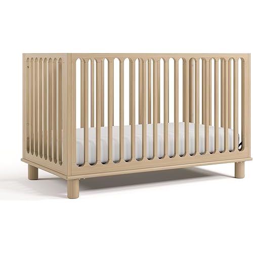 Storkcraft Sicily Convertible Crib with Toddler Guardrail (Driftwood) – GREENGUARD Gold Certified, Toddler Bed Conversion Kit Included, 100% Solid Wood, Fits Standard Crib Mattress