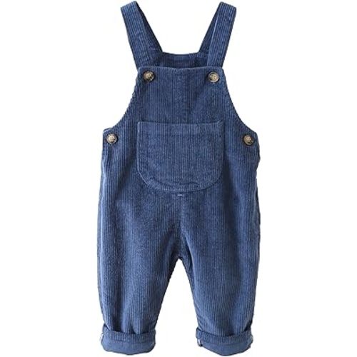 SEAUR Baby Boy Girl Corduroy Bib Overalls Cotton Button Suspender Overalls Plain Romper Loose Jumpsuit