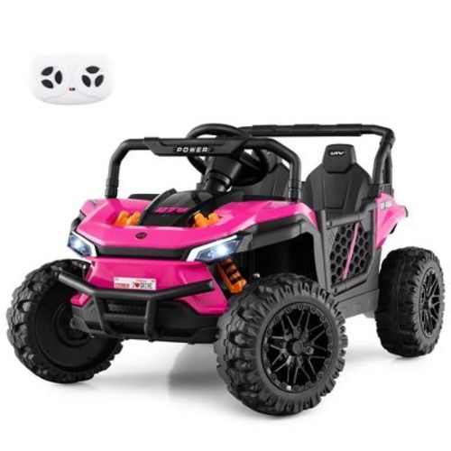 Costway 12V Kids Ride on Truck with Parental Remote 3 Speeds & Reverse Forward Function Pink