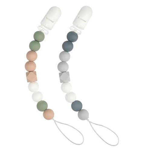 Taqqpue Baby Silicone Pacifier Clip Holder with One Piece Design, Pack of 2 Soft Flexible Binky Clips with Texture,Molar Lozenge Chain Baby Pacify Toy for Baby Boy and Girl on Clearance