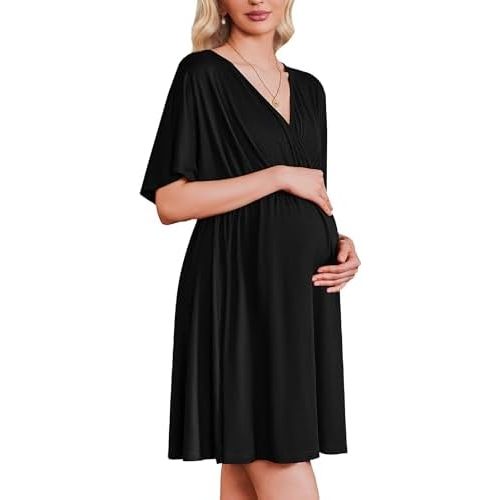 Ekouaer Labor and Delivery Gown for Hospital Maternity Nursing Dress Nightgown Pajamas for Breastfeeding