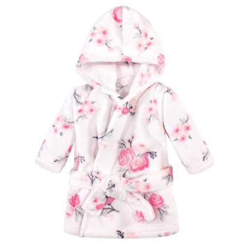 Hudson Baby Infant Boy Plush Animal Face Bathrobe, Pink Floral, 0-9 Months - Pink Floral - 0-9 Months