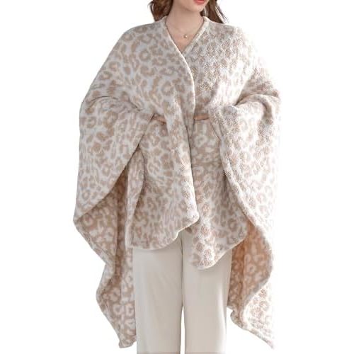 JOOJA Wearable Blanket Super Soft Feather Yarn Blanket Shawl with Pockets Fuzzy Throw Blanket TV Blanket for Adults Teens