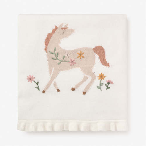 Pony Meadow Knit Blanket – Elegant Baby