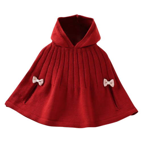 Favoffer Girl's Knitted Cloak Sweater Pullover Long Sleeve Fall Coat Winter Cozy Soft Toddler Outerwear for Daily Holiday Gathering 6M-5Y