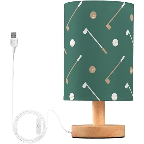 Bedroom Lamp Golf Club and Golf Ball Bedside Table Lamp with USB Port Desk Light LED Night Light for Nightstand