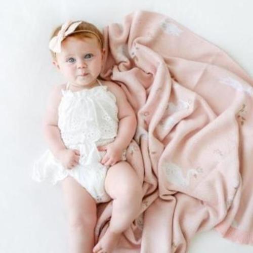 Organic Cotton Baby Blanket, Swans