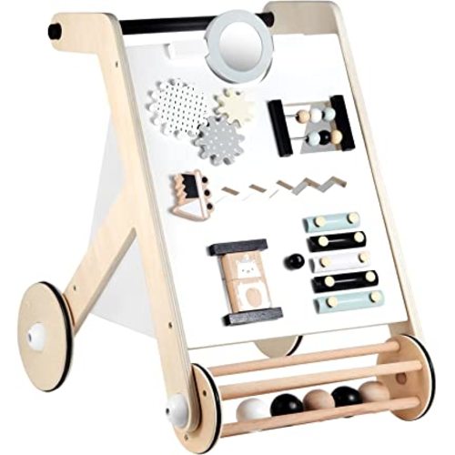 Beright Wooden Baby Walker with Roller, Push and Pull Learning Activity Walker, Multi-Functional Kids’ Activity Toy, Multiple Activities Center, Develops Motor Skills & Stimulates Creativity, Natural