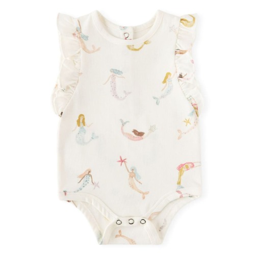 Mermaid Melody Flutter Sleeve Organic Cotton Bodysuit