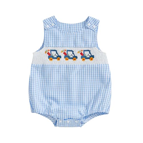 NEVUQO Newborn Baby Boy Summer Outfit Sleeveless Golf Embroidery Bubble Romper Bodysuit Summer One Piece Clothes