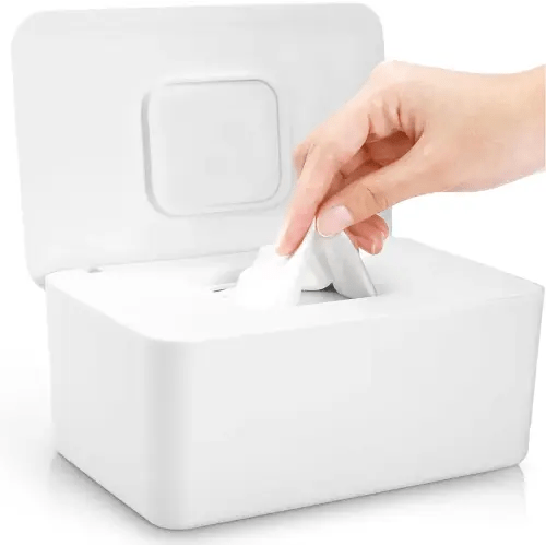 Baby Wipes Dispenser, Baby Wipe Holder for Fresh Wipes, Non-Slip Baby Wipes Container, Refillable Wipes Box with Sealing Design Lid (White)