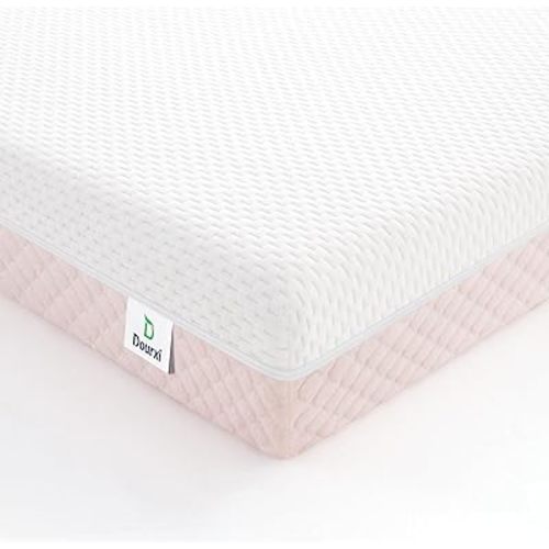 Mini Crib Mattress, 38x24X4 Inch Dual Sided Comfort Gel Memory Foam, Breathable Premium Baby Mattress for Mini and Portable Cribs w/Removable Outer Cover - White&Pink
