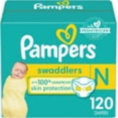 Pampers Swaddlers Diapers Newborn - Size 0, Soft, Hypoallergenic, Leak-Proof, 120 Count
