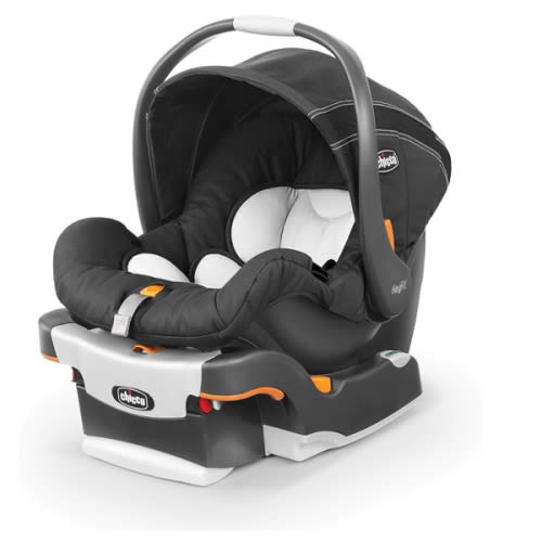 Chicco KeyFit Infant Car Seat and Base, Rear-Facing Seat for Infants 4-22 lbs., Includes Infant Head and Body Support, Compatible with Chicco Strollers, Baby Travel Gear | Encore/Black/Grey