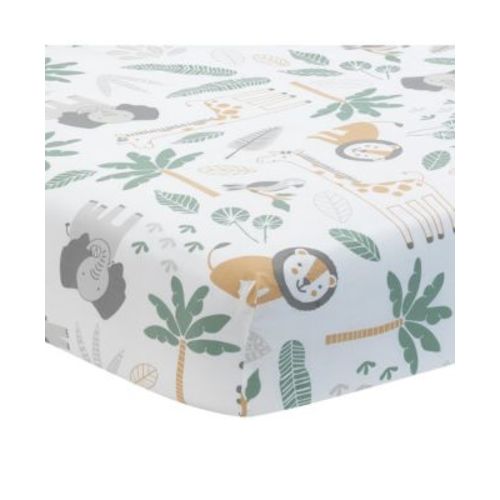 Jungle Friends 100% Cotton Safari Animals Baby Fitted Crib Sheet