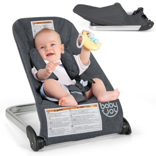 Infans Folding Infant Bouncer Portable Baby Rocker w/ Breathable Backrest Aluminum