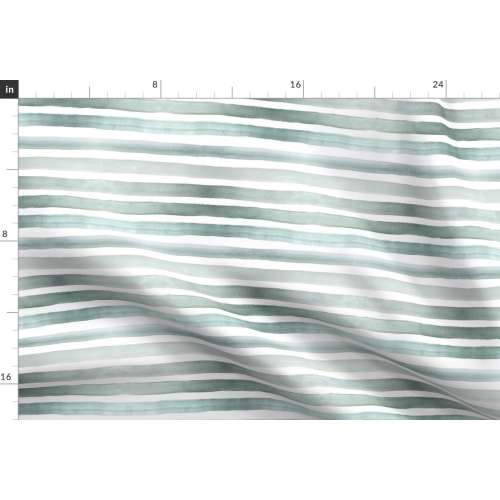 Watercolor Green Waves Stripe Fabric - Ombre Stripe Natural Sage 3/4 Inch By Crystal Walen - Stripe Cotton Fabric By The Yard With Spoonflower