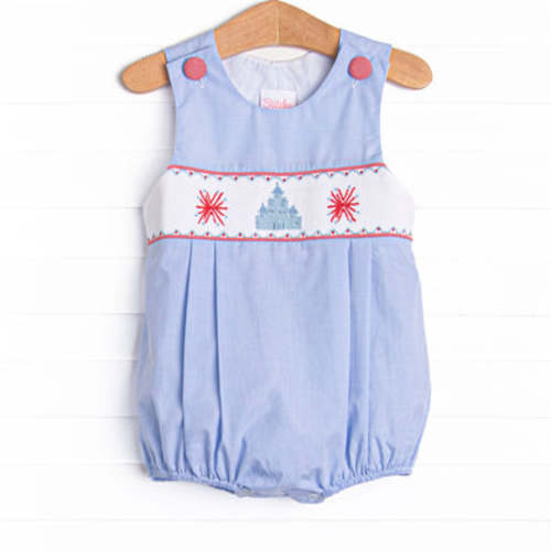 Firework Finale Smocked Bubble, Blue, 6M – Stitchy Fish